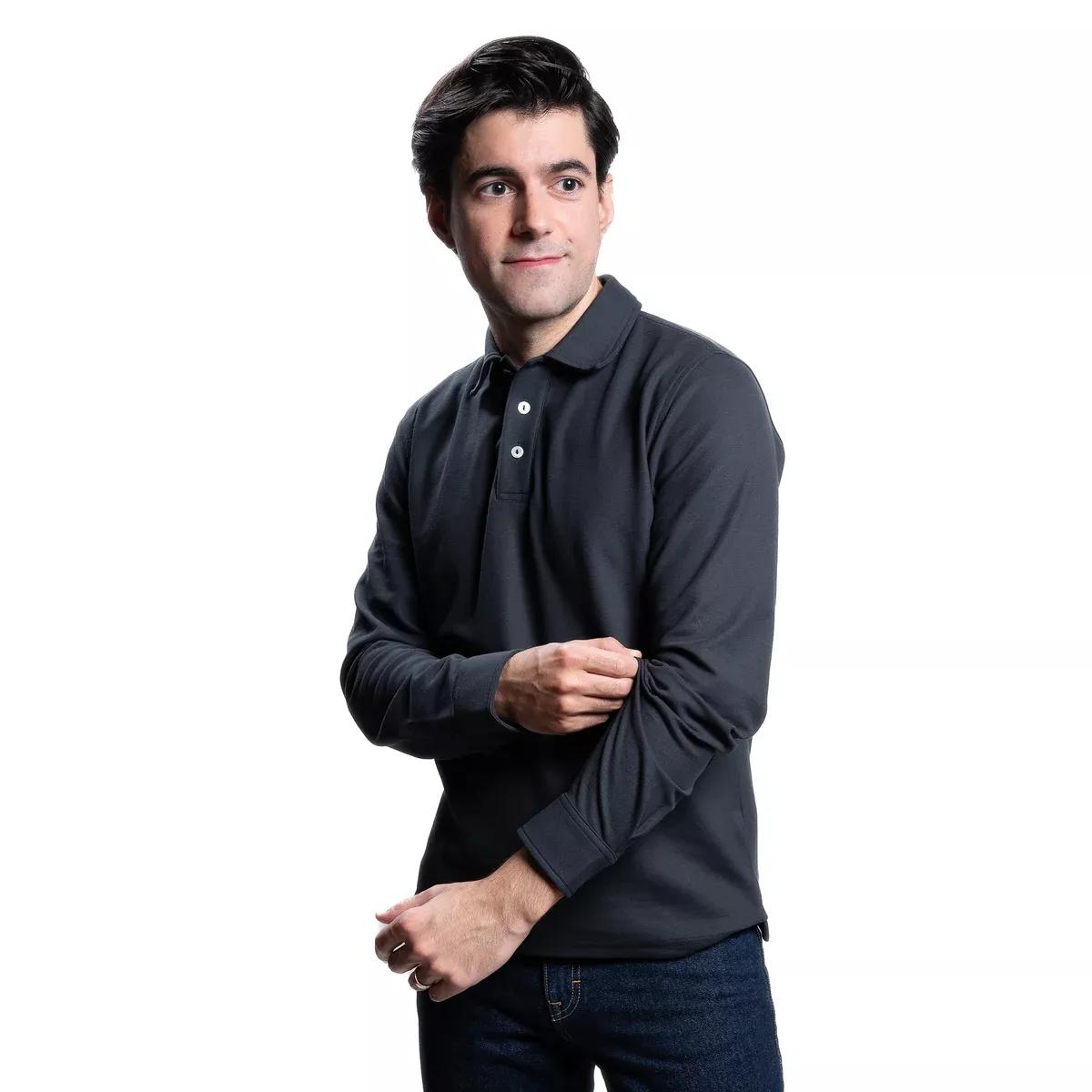Long Sleeve Polo Shirts - Black
