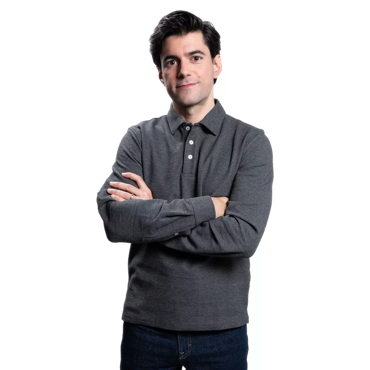 Long Sleeve Polo Shirts - Charcoal