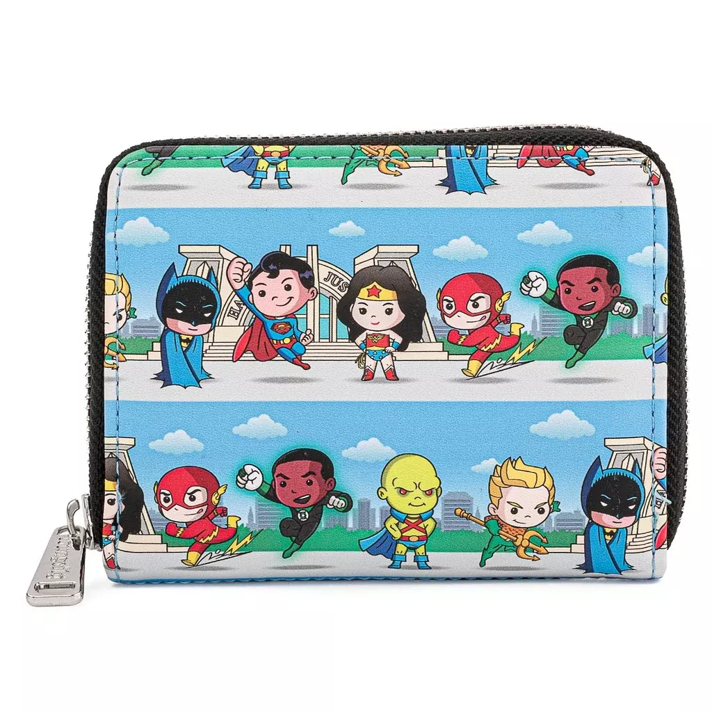 Loungefly DC Superheroes Chibi Lineup Ziparound Wallet