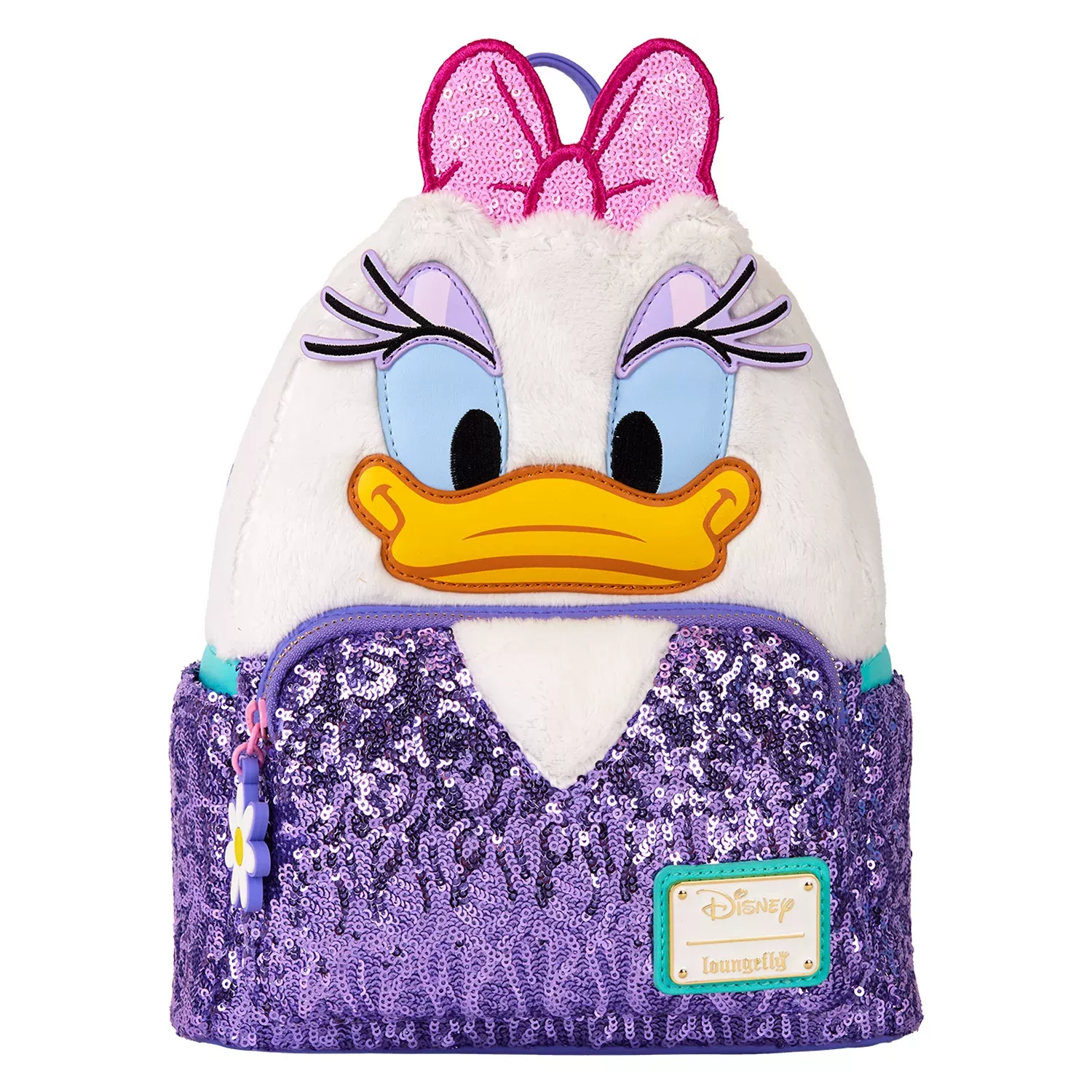 Loungefly Disney Daisy Duck Plush Sequin Mini Backpack