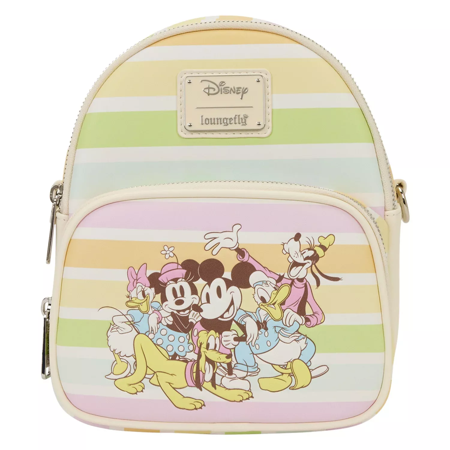 Loungefly Disney Mickey & Friends Rainbow Stripes Convertible Mini Backpack & Crossbody Bag