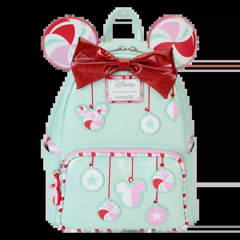 Loungefly Disney Minnie Mouse Holiday Peppermint Ornaments Mini Backpack