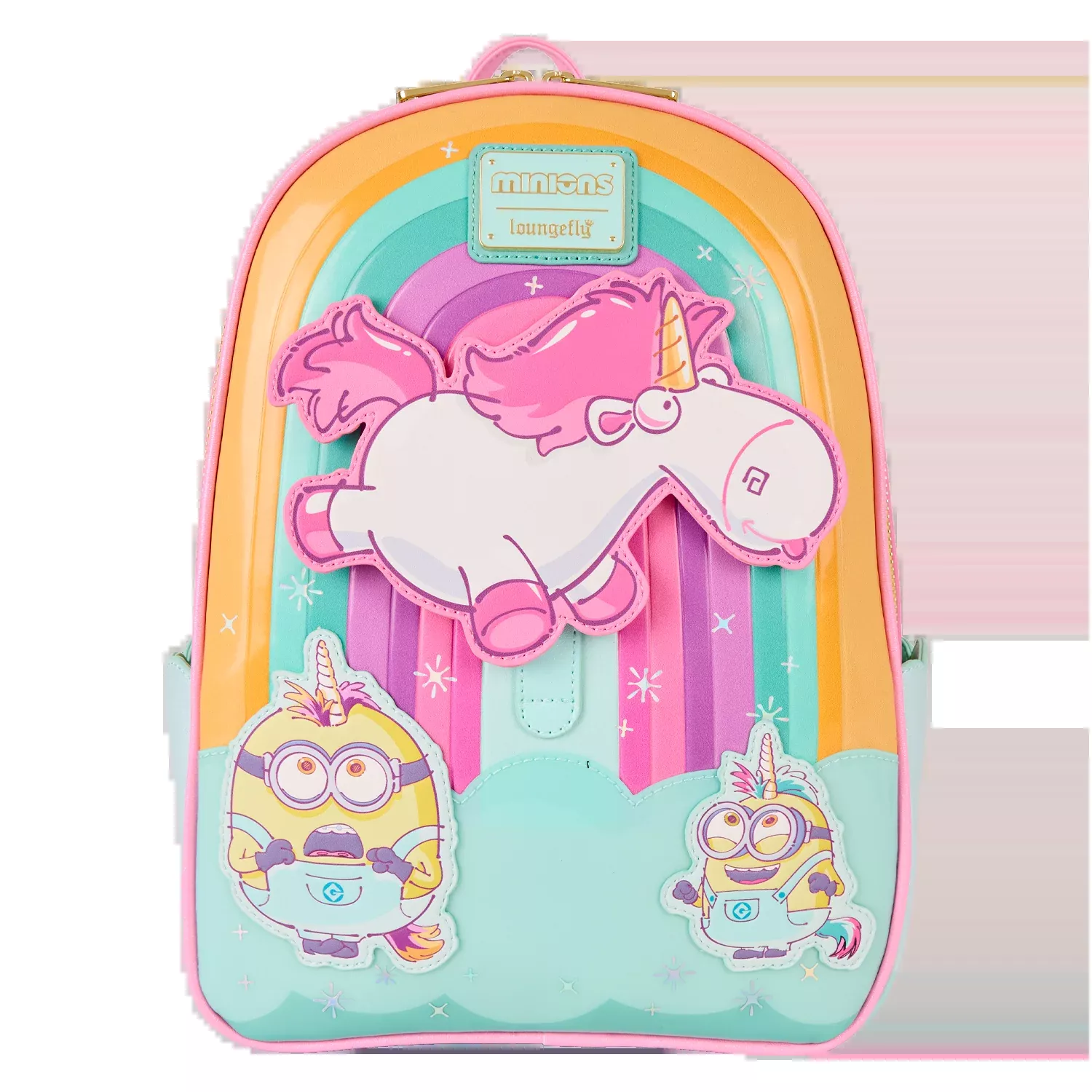 Loungefly Universal Minions Fluffy Unicorn Rainbow Mini Backpack