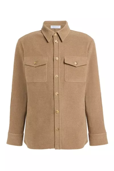 Lucas Overshirt in Camel Cashmere Wool Corduroy