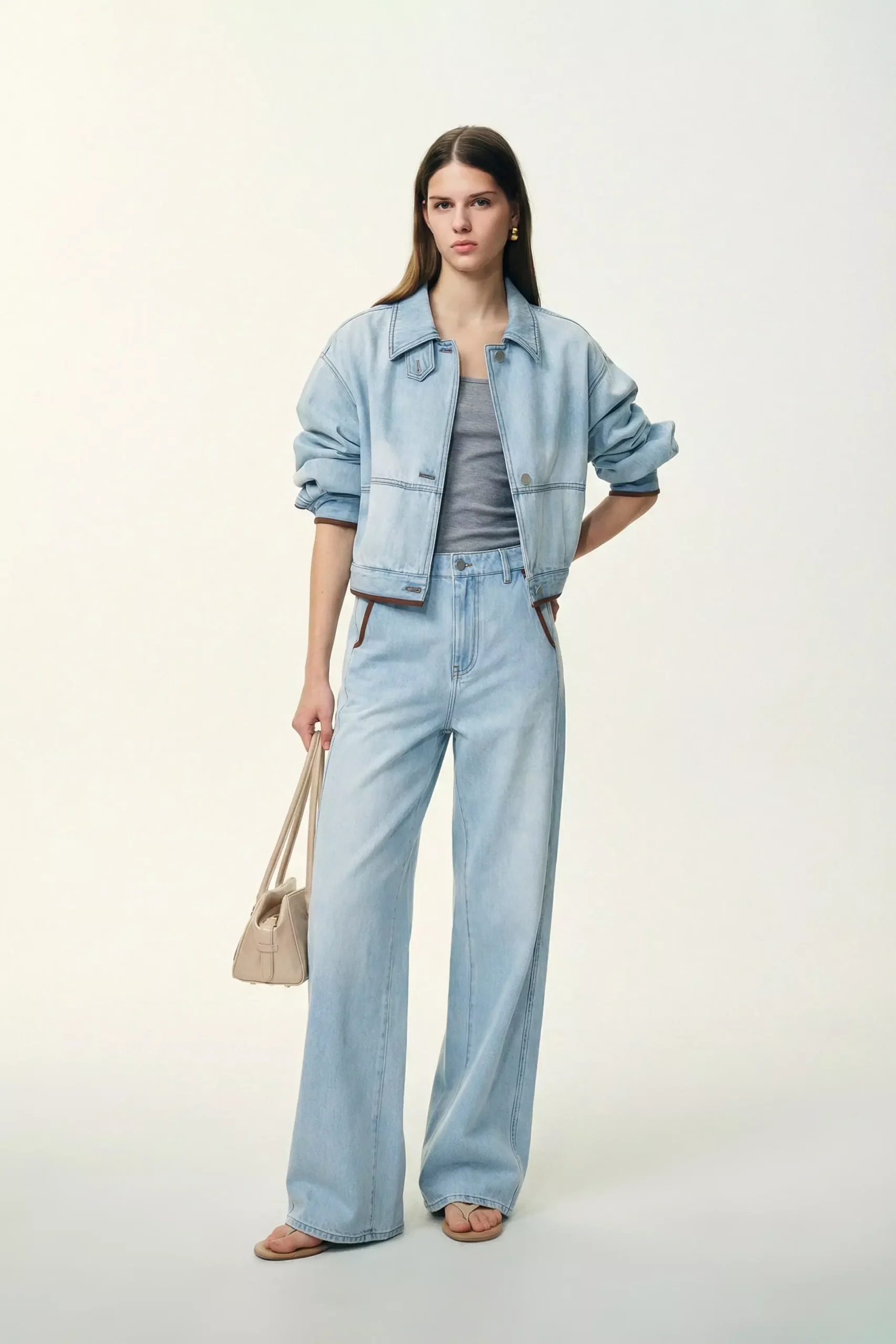 Luna Lantern Sleeve Jacket in Cotton Denim