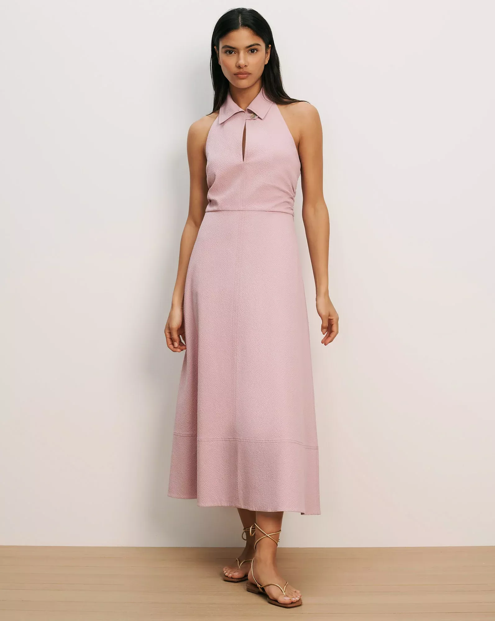 Mackey Seersucker Halter Midi Dress