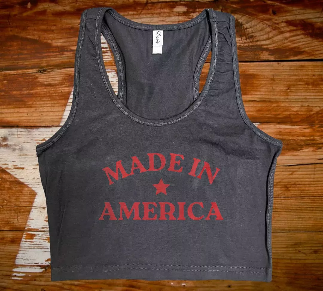 Made in America Black Crop Tank Top