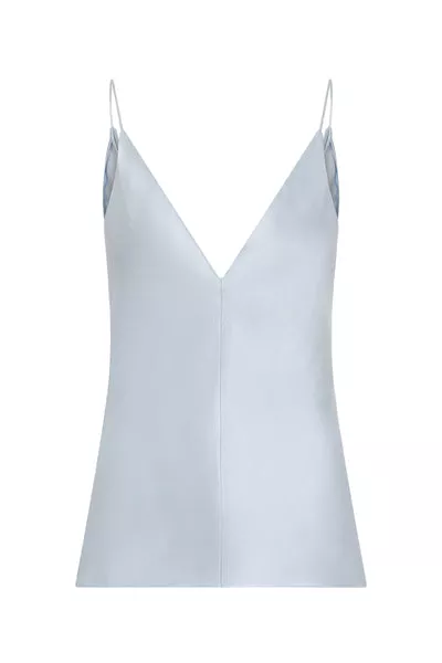 Maria Top in Light Blue Silk Satin