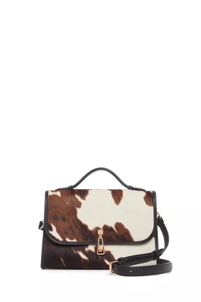 Medium Leonora Flap Bag in Ivory Cognac Multi Pony Hair