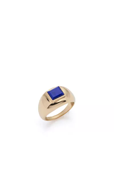 Medium Ring in 18K Yellow Gold & Lapis Stone