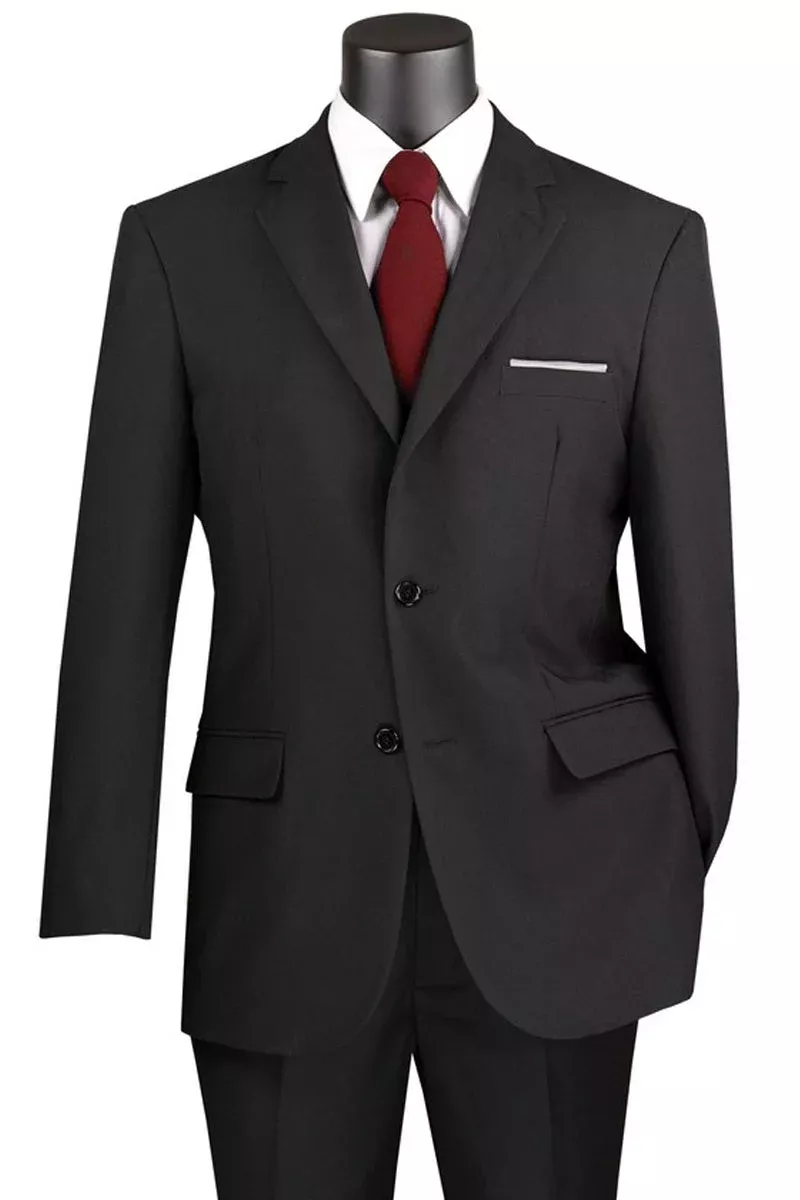 Men's 2 Button Classic Poplin Suit in Black