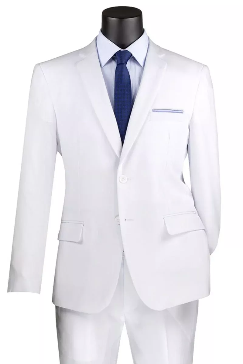 Men's 2 Button Classic Poplin Suit in White