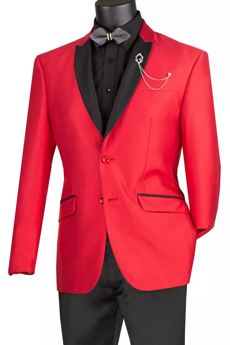 Men's 2 Button Slim Fit Peak Shawl Tuxedo in Red