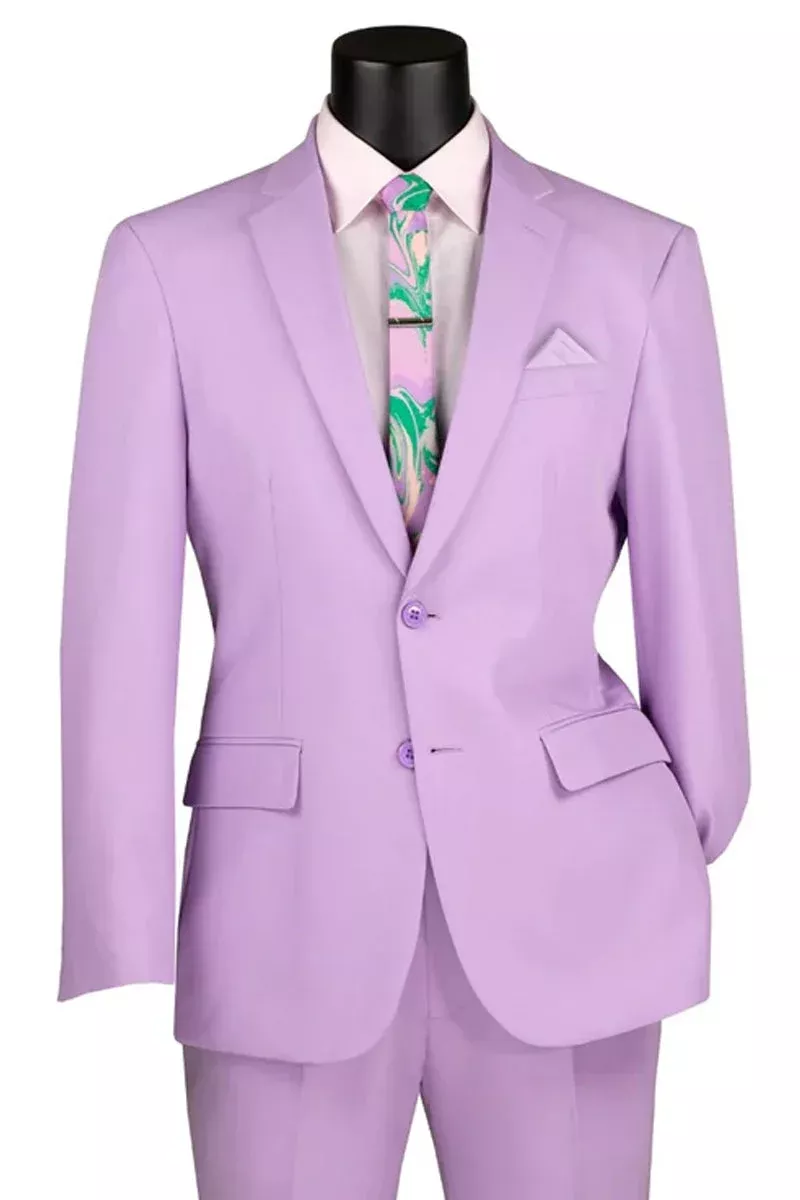 Men's 2 Button Slim Fit Poplin Suit in Lavender