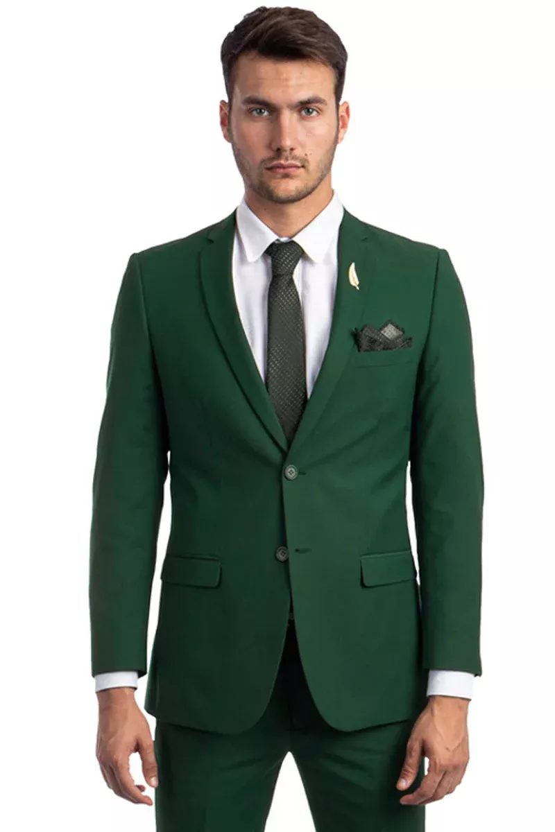 Men's Basic 2 Button Slim Fit Wedding Suit in Hunter Green | CLOSE OUT 38L