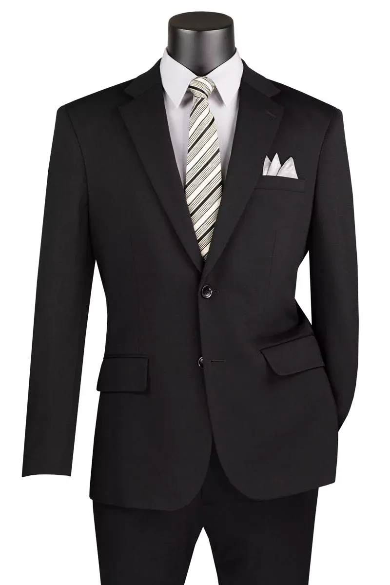 Men's Basic Slim Fit Ultra Stretch Wedding Suit in Black