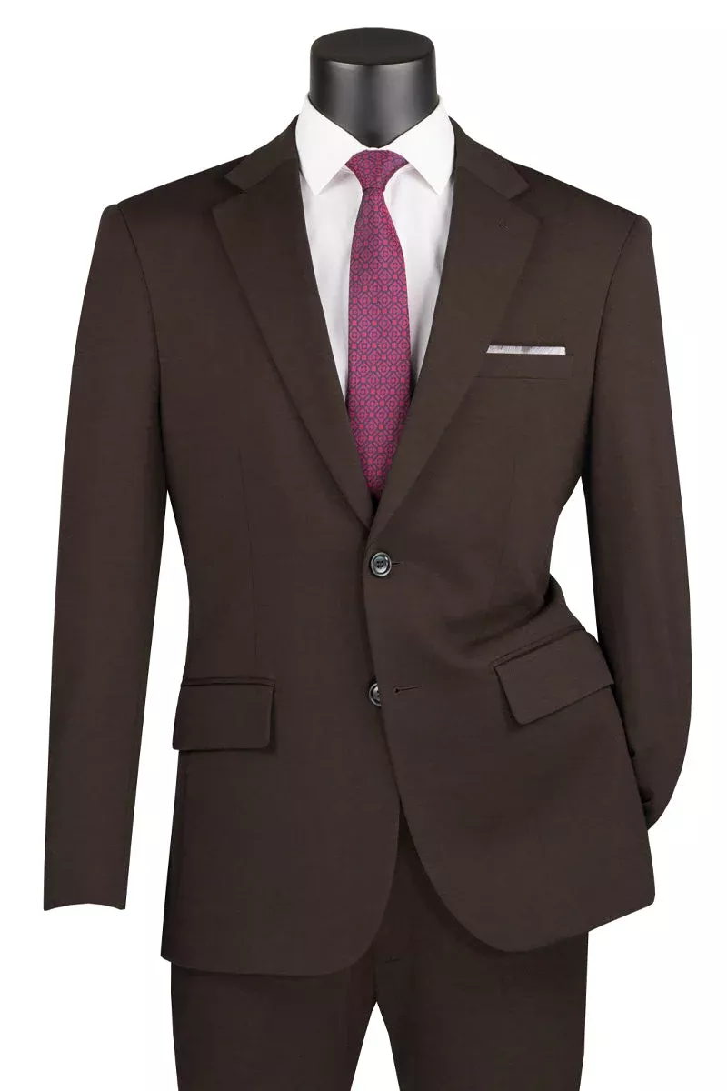 Men's Basic Slim Fit Ultra Stretch Wedding Suit in Brown