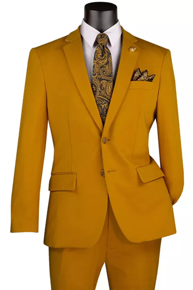 Men's Basic Slim Fit Ultra Stretch Wedding Suit in Gold