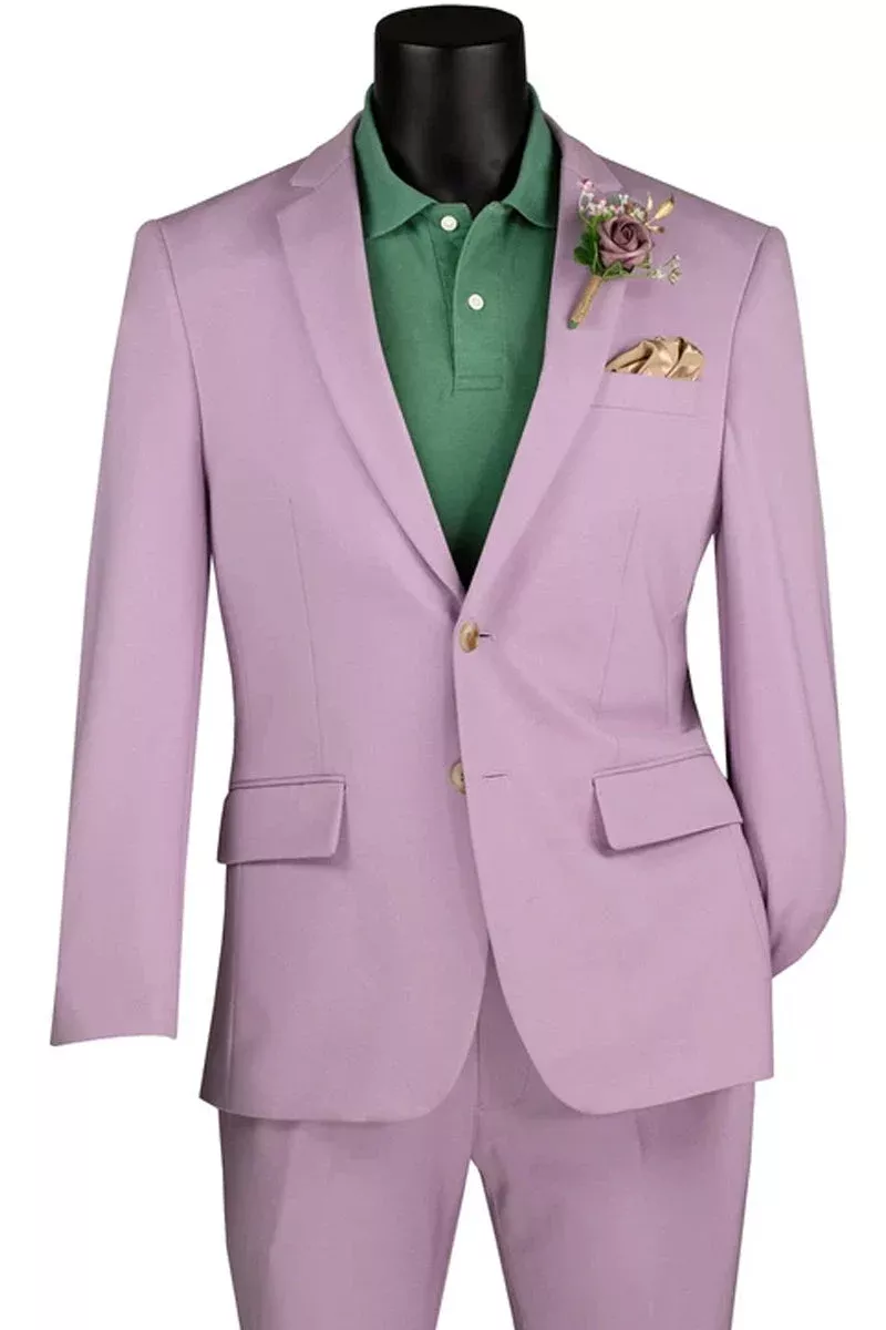 Men's Basic Slim Fit Ultra Stretch Wedding Suit in Lavender