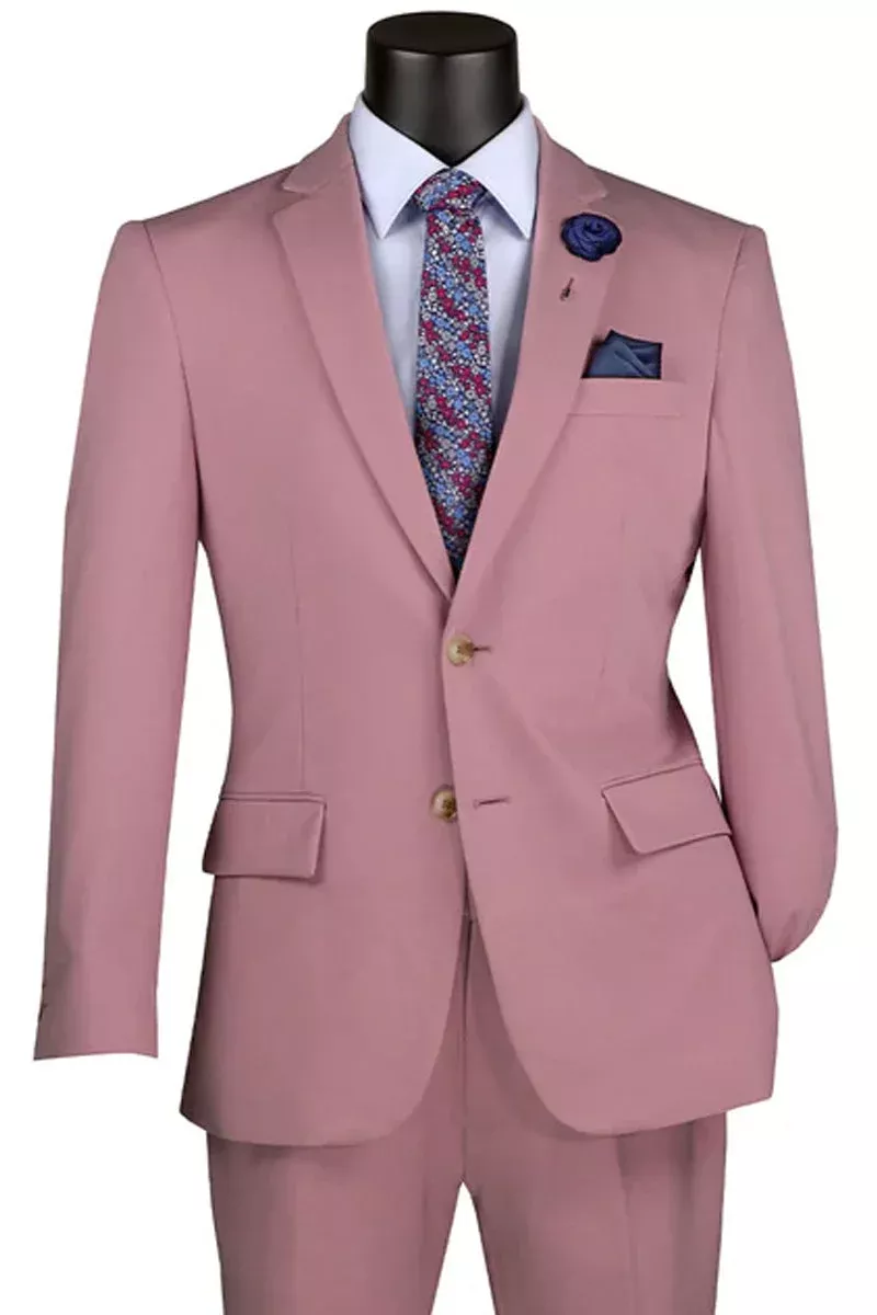 Men's Basic Slim Fit Ultra Stretch Wedding Suit in Pink