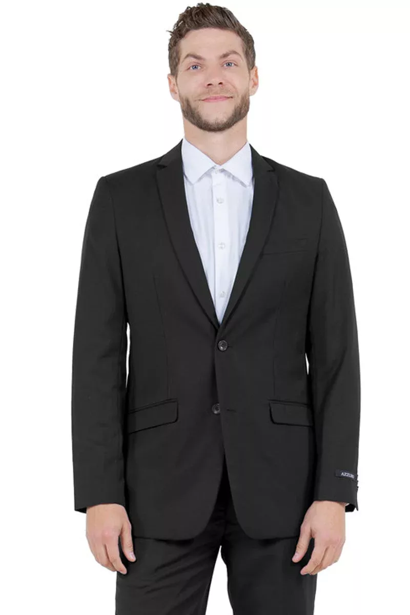 Men's Basic Slim Fit Vested Business Suit in Black