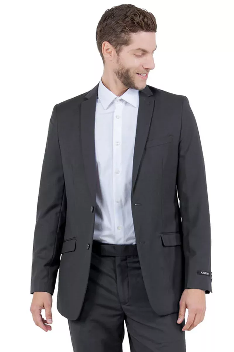 Men's Basic Slim Fit Vested Business Suit in Charcoal Grey