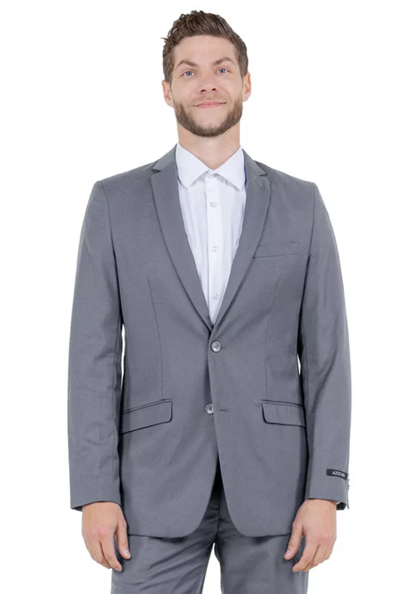 Men's Basic Slim Fit Vested Business Suit in Grey