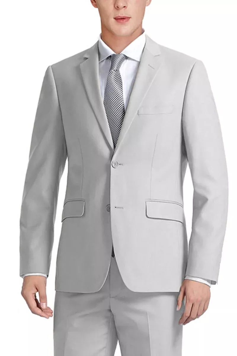 Men's Basic Slim Fit Vested Business Suit in Light Grey