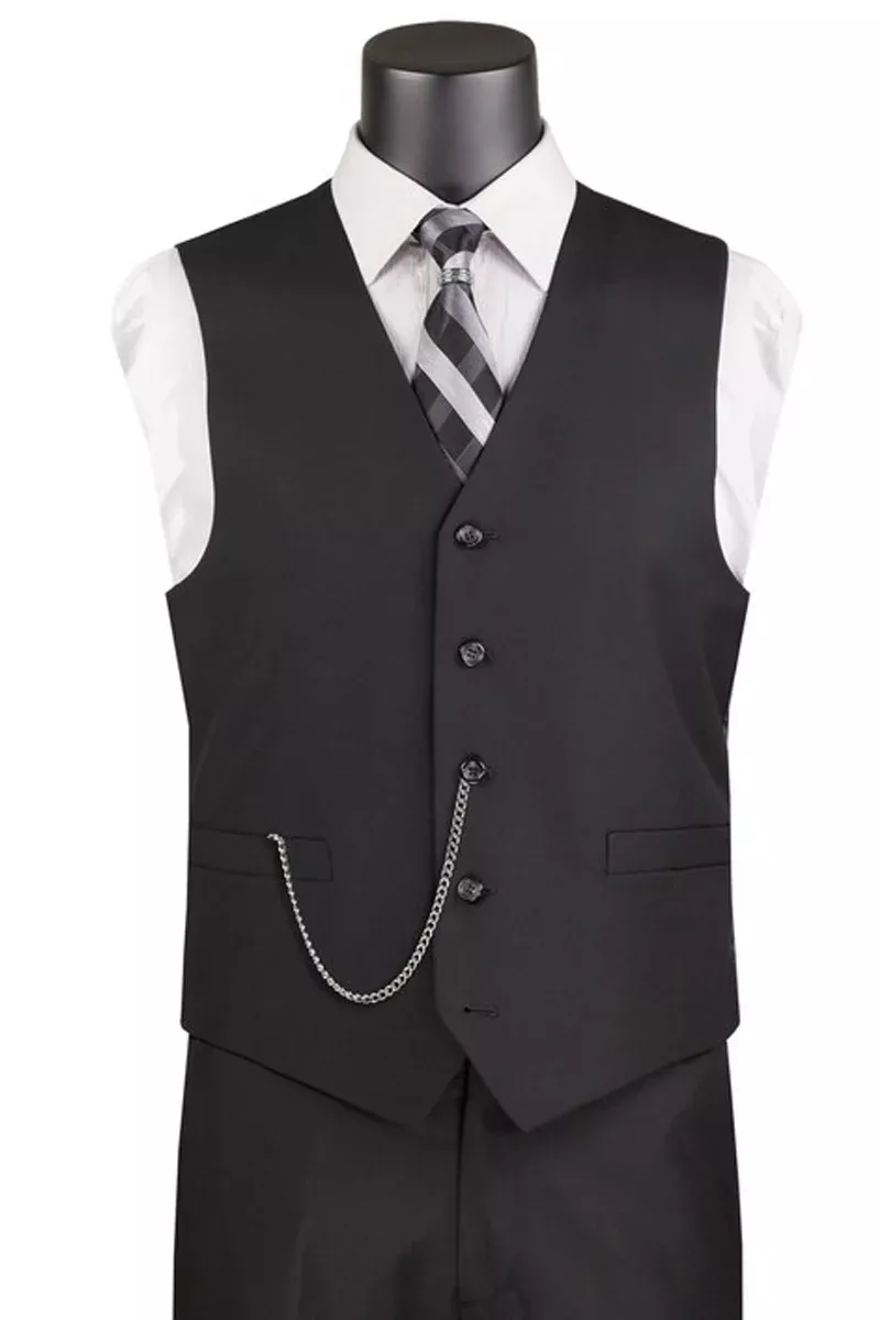 Men's Basic Suit Vest in Black
