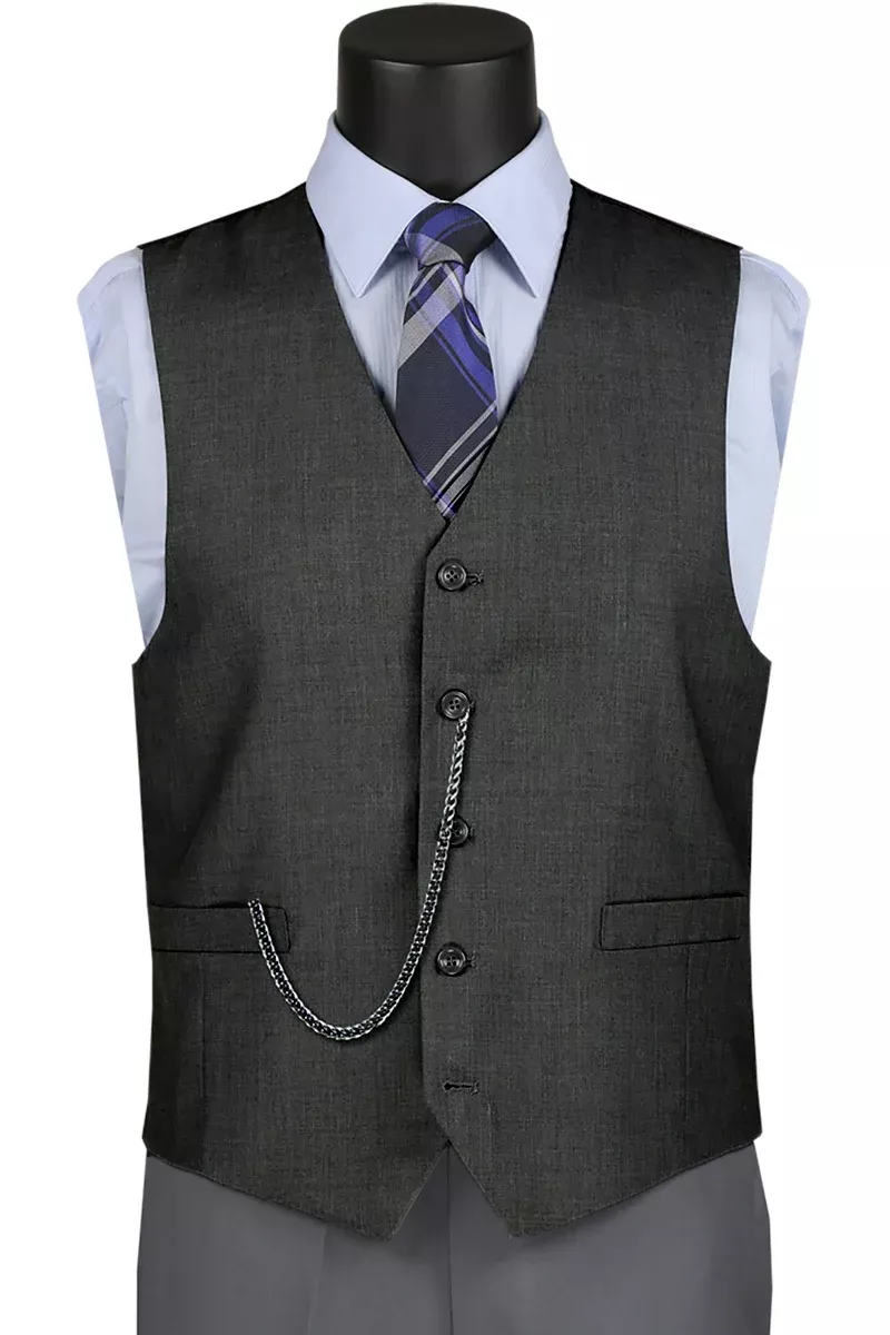 Men's Basic Suit Vest in Charcoal Grey