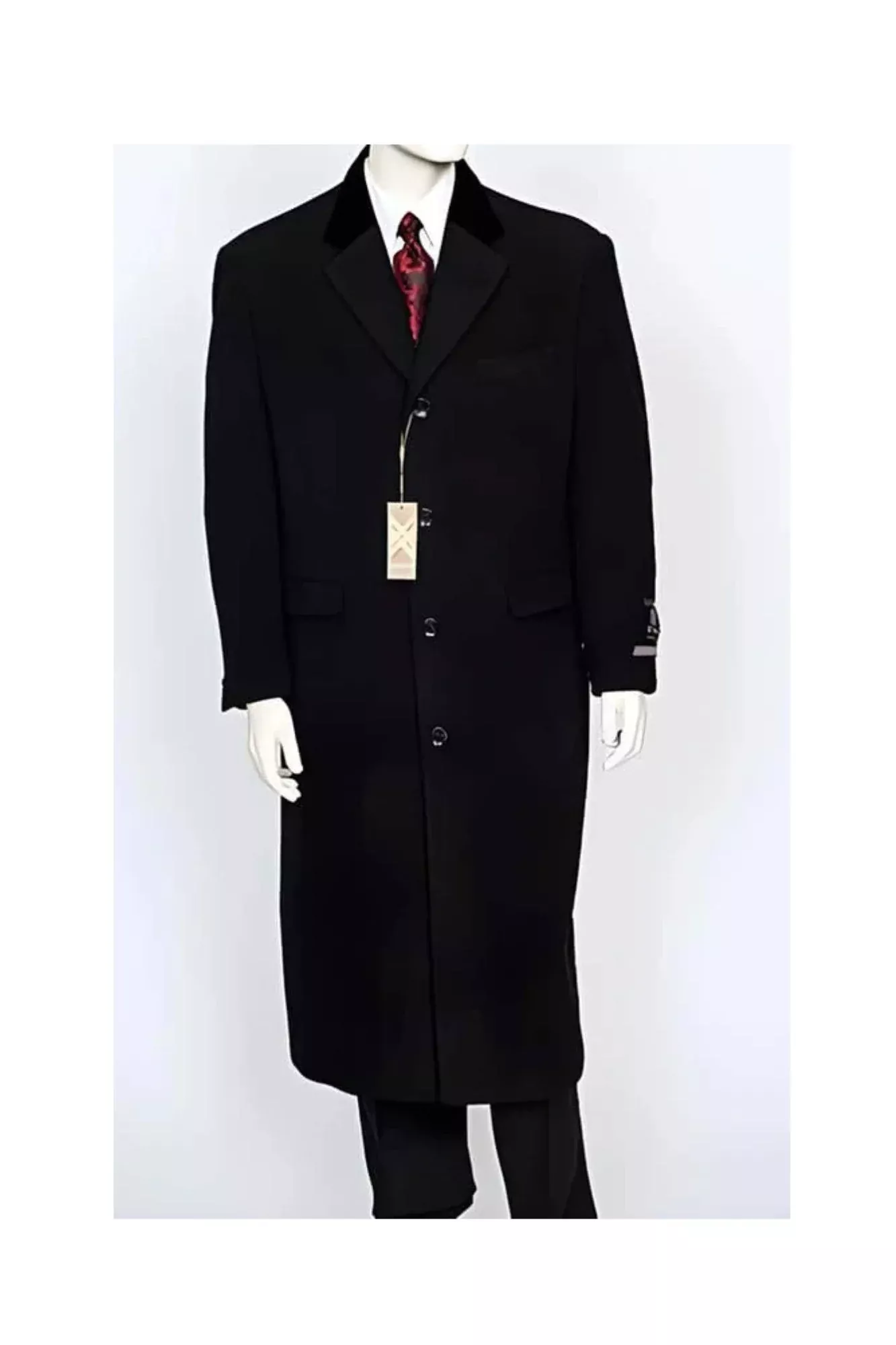 men's Black Double Breasted Full Length Coat Duster Maxi Coat