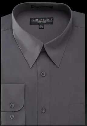 "Men's Charcoal Grey Dress Shirt - Regular Fit Basic Style"