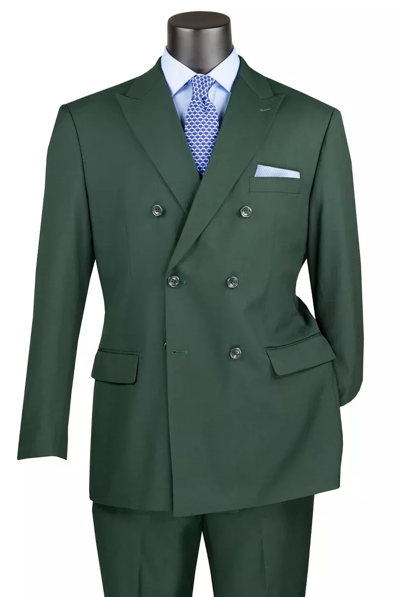 Men's Classic Double Breasted Suit in Hunter Green