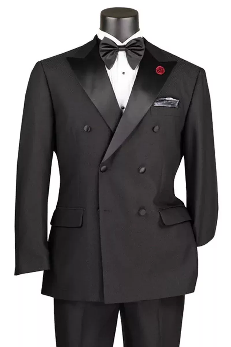 Men's Classic Modern Fit Double Breasted Tuxedo in Black