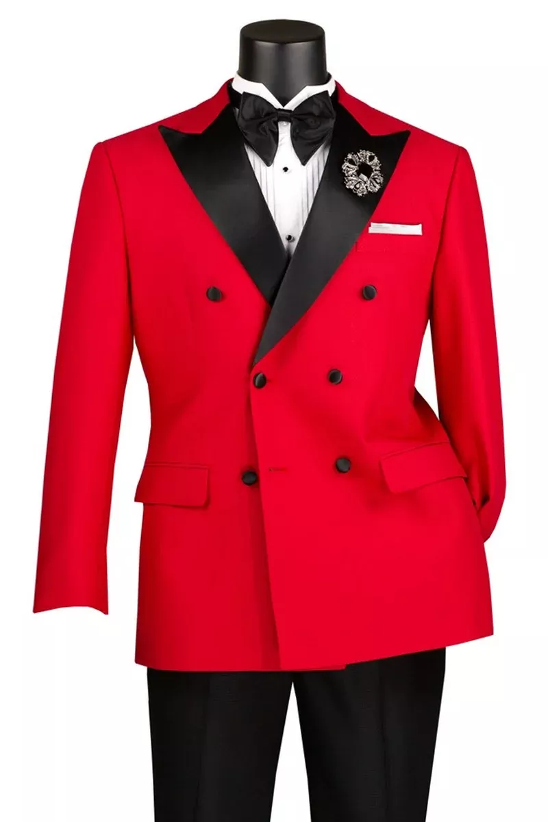 Men's Classic Modern Fit Double Breasted Tuxedo in Red