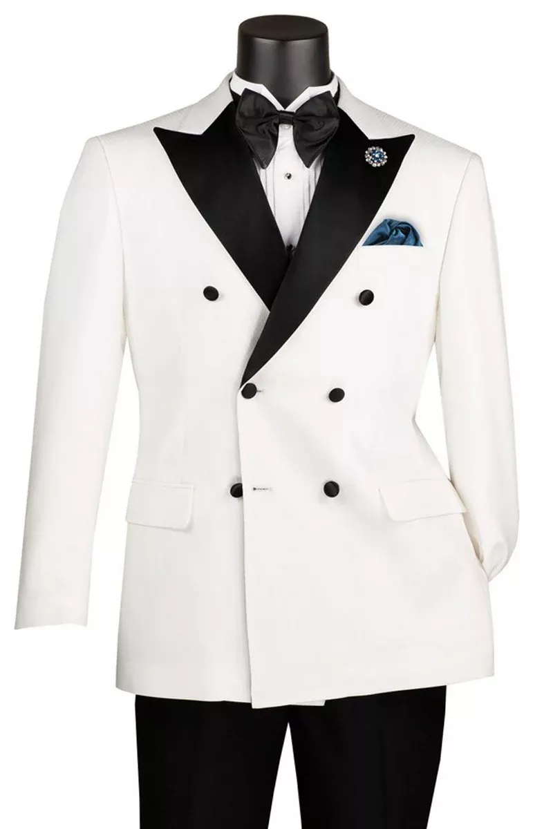 Men's Classic Modern Fit Double Breasted Tuxedo in White
