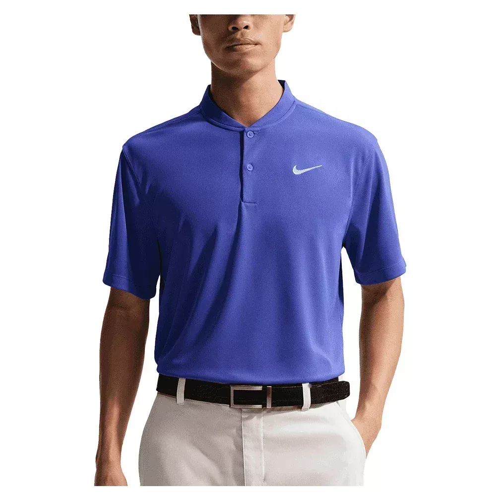 Men's Court Dri-FIT Blade Solid Tennis Polo Lapis and White