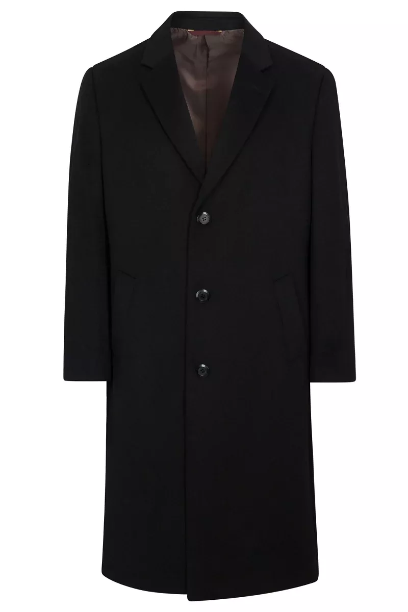 Men's Designer Full Length Cashmere Overcoat in Black