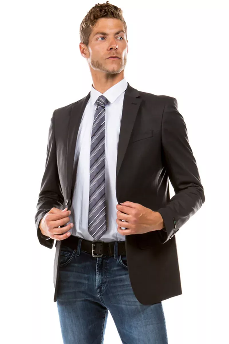 Men's Designer Suit Separate Jacket in Charcoal Grey