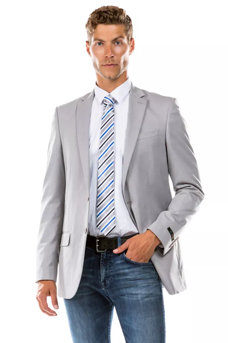 Men's Designer Suit Separate Jacket in Light Grey