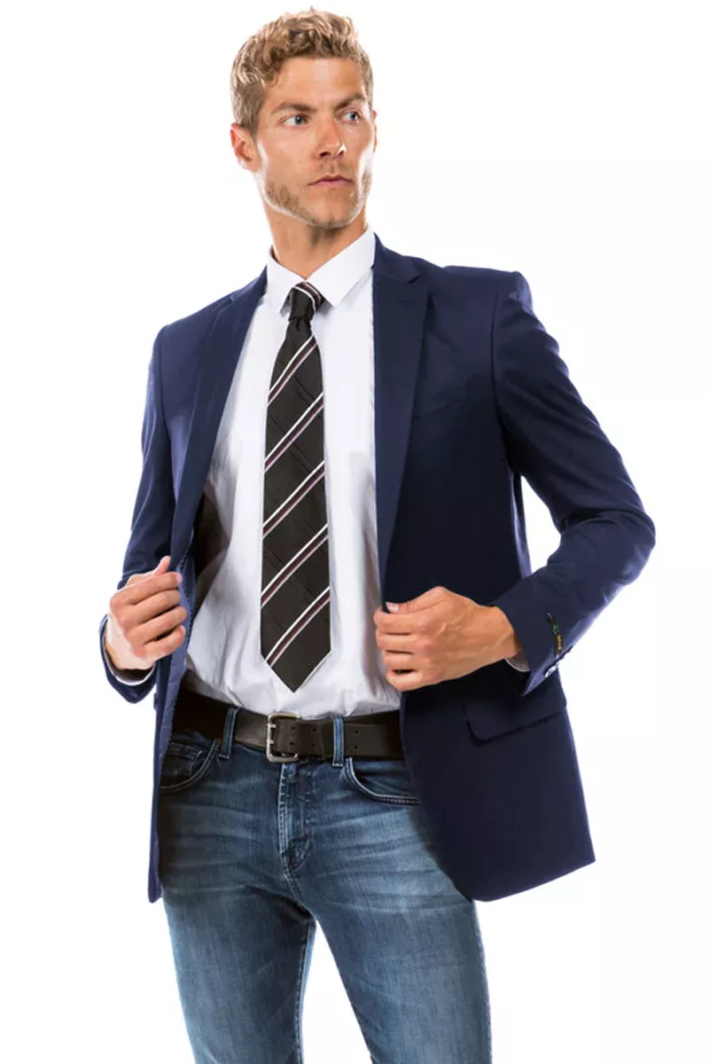 Men's Designer Suit Separate Jacket in Navy