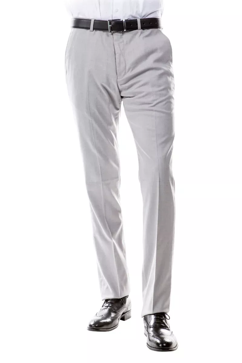 Men's Designer Wool Suit Separate Pants in Light Grey