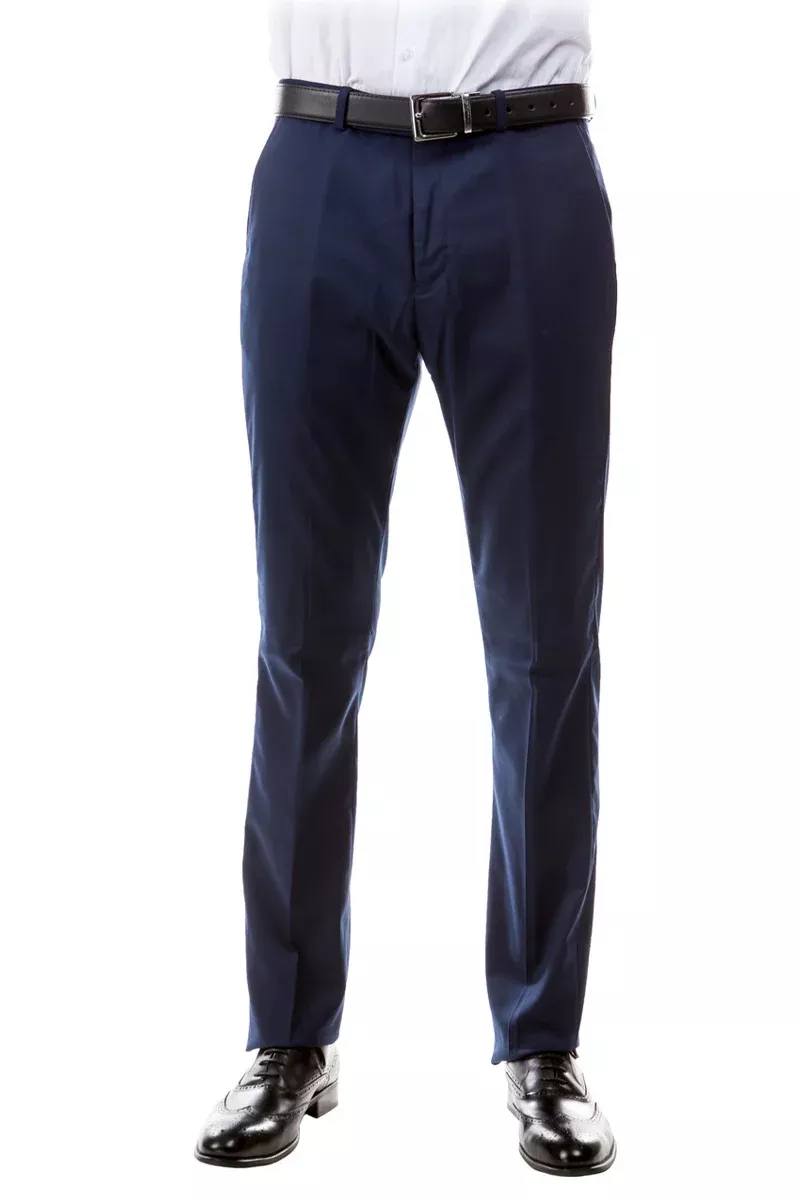 Men's Designer Wool Suit Separate Pants in Navy Blue