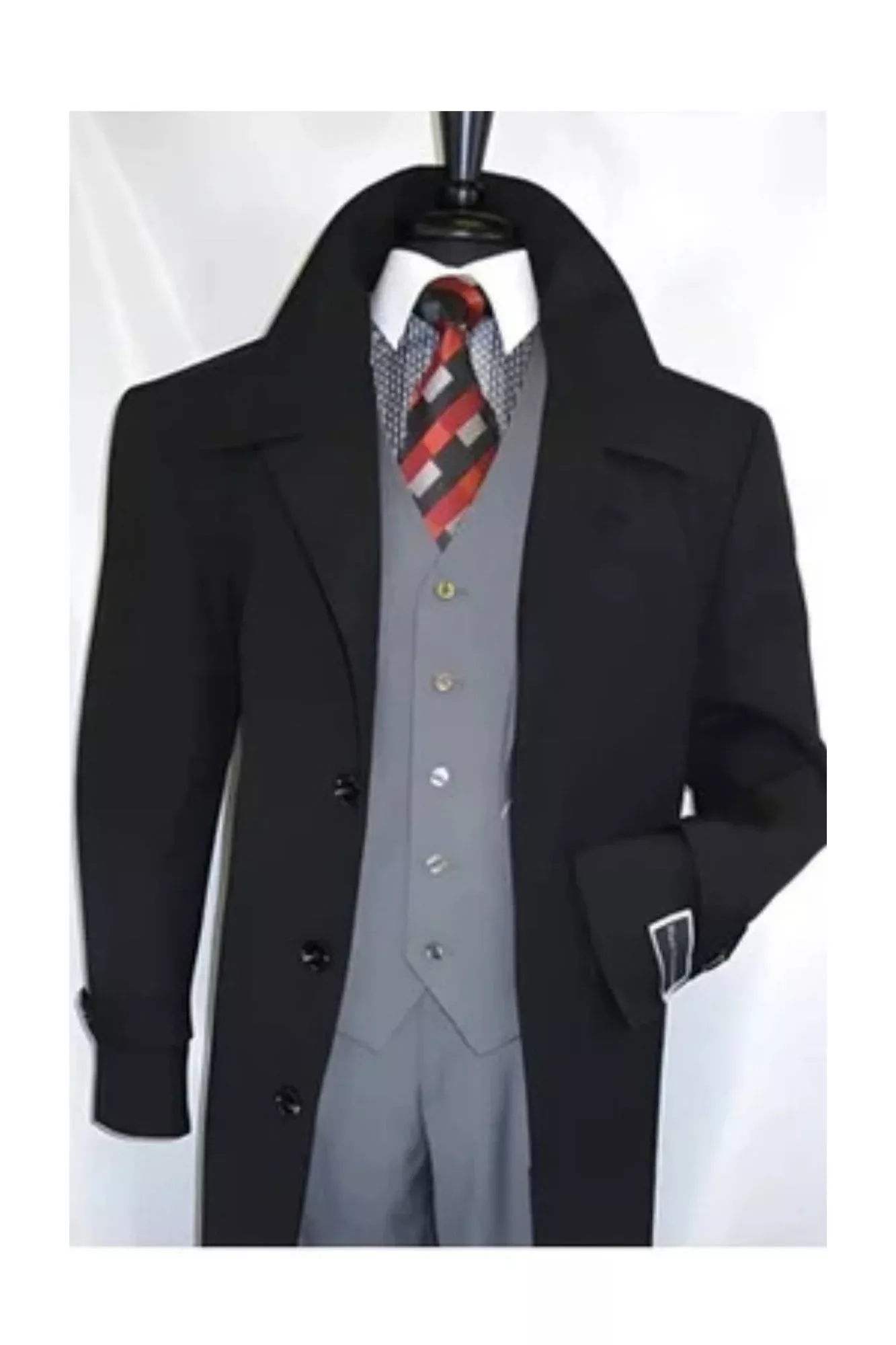 Men's Diamond Duster Overcoat Jet Black