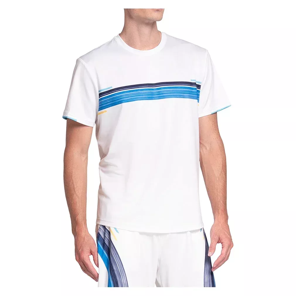 Men's Downforce Short Sleeve Tennis Top White and Blue