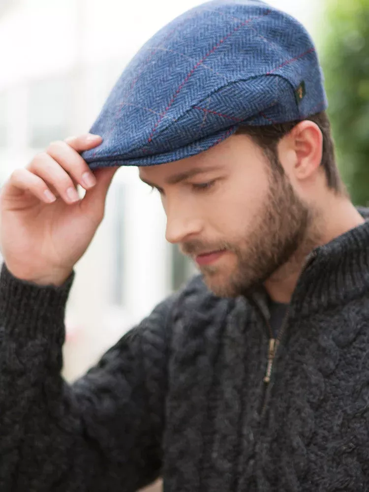 Men's Light Blue Herringbone Trinity Flat Cap col.110