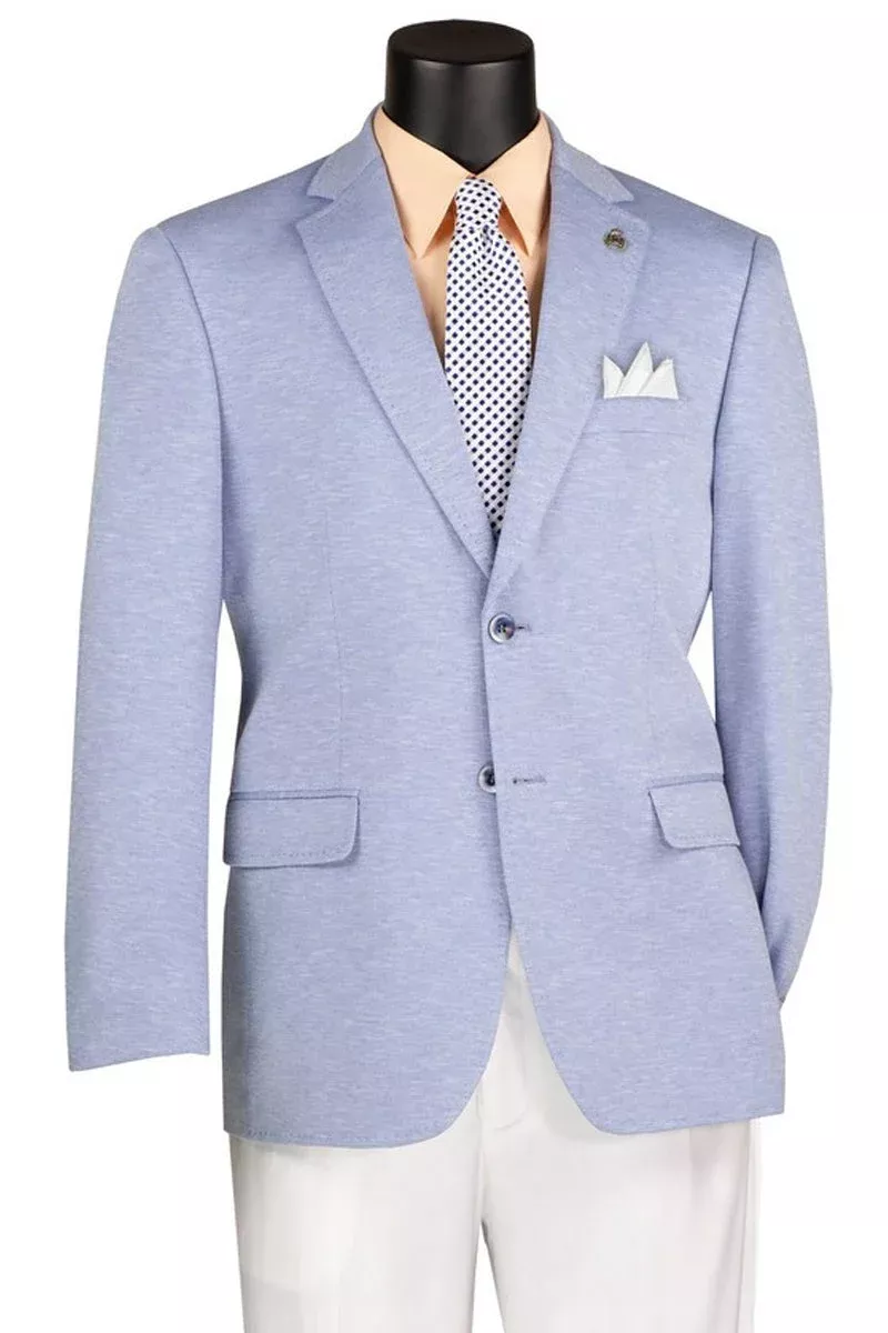 Men's Modern Fit Textured Super Stretch Blazer in Light Blue