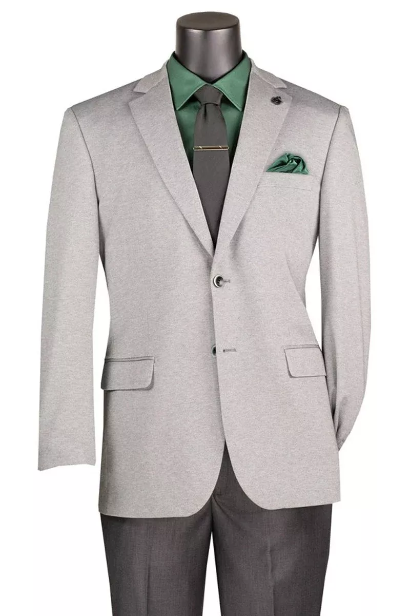 Men's Modern Fit Textured Super Stretch Blazer in Light Grey