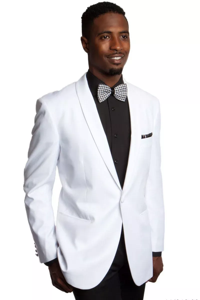 Men's One Button Shawl Dinner Jacket in White