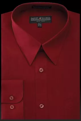 Men's Regular Fit Basic Dress Shirt in Burgundy